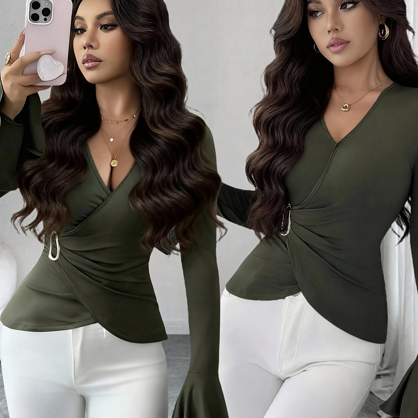 Amara Wrap Sculpt Top Olive